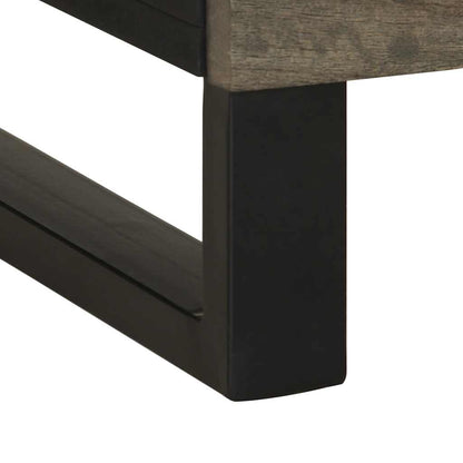 Comodino Nero 50x33x62 cm in Legno Massello di Mango