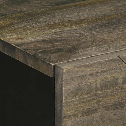 Comodino Nero 50x33x60 cm in Legno Massello di Mango