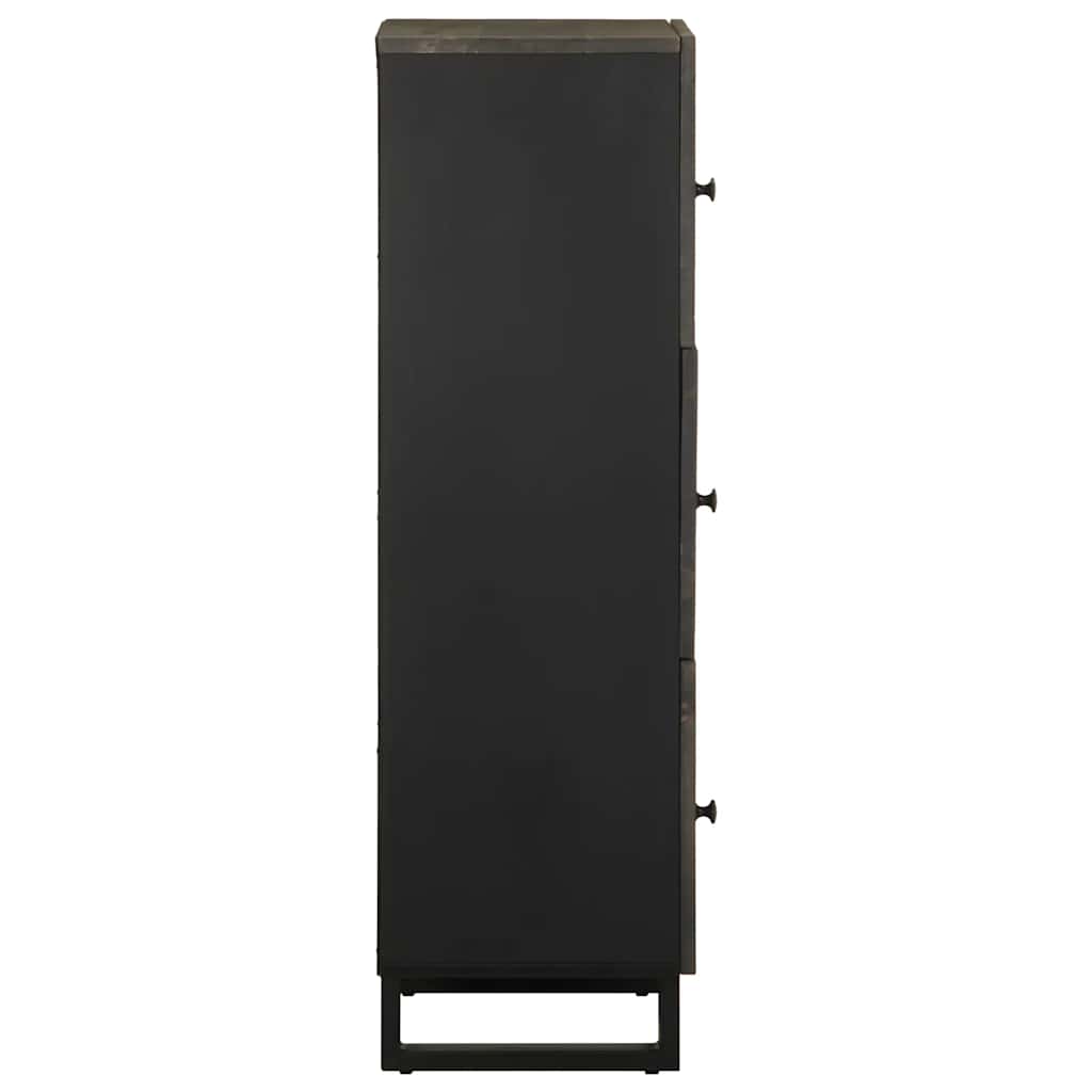 Credenza Nera 40x33x110 cm in Legno Massello di Mango