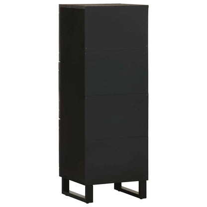 Credenza Nera 40x33x110 cm in Legno Massello di Mango