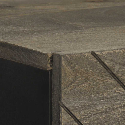 Credenza Nera 40x33x110 cm in Legno Massello di Mango
