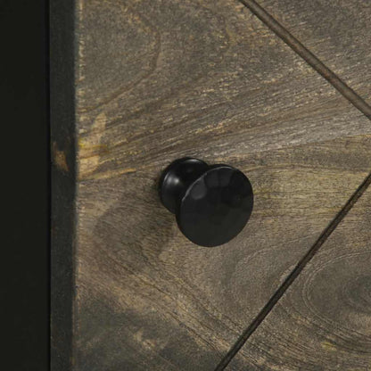 Credenza Nera 40x33x110 cm in Legno Massello di Mango