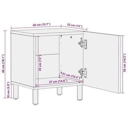 Comodini 2pz Marrone 40x33x46 cm in Legno Massello di Mango