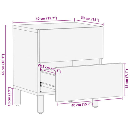 Comodini 2pz 40x33x46 cm in Legno Massello di Acacia