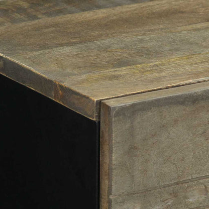 Comodino Grigio Chiaro 50x33x60 cm in Legno Massello di Mango