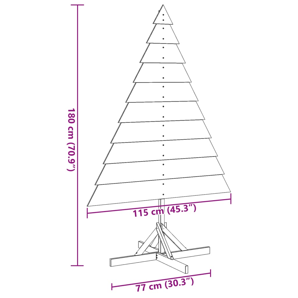 Albero di Natale Decorativo in Legno 180 cm in Legno Massello