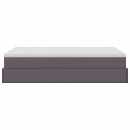 Struttura Letto Pouf con Materasso Grigio 120x200 cm Similpelle