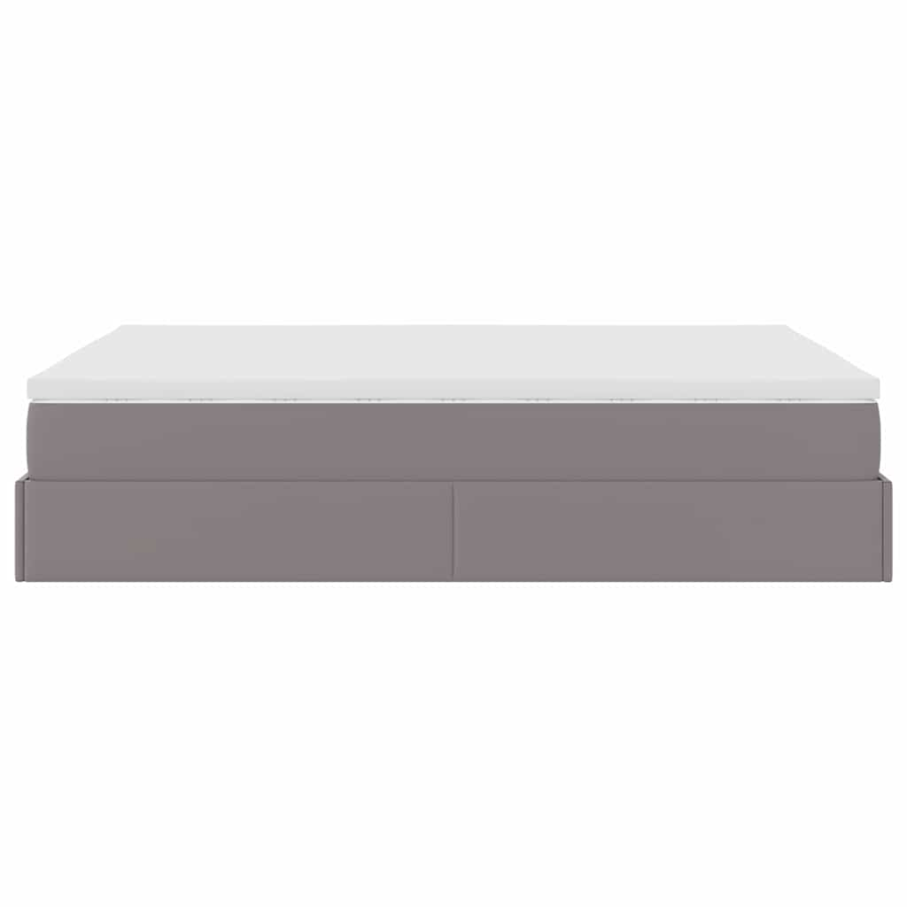 Struttura Letto Pouf con Materasso Grigio 140x200 cm Similpelle