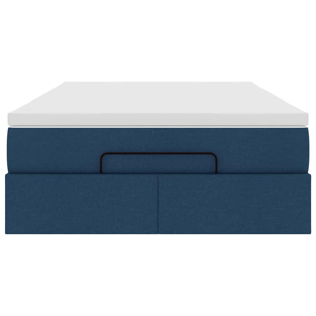 Struttura Letto Pouf con Materasso Blu 120x200 cm in Tessuto