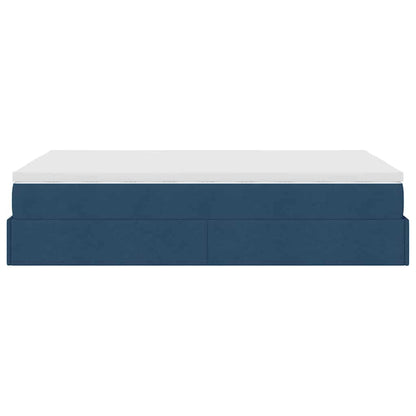 Struttura Letto Pouf con Materasso Blu 120x200 cm in Tessuto