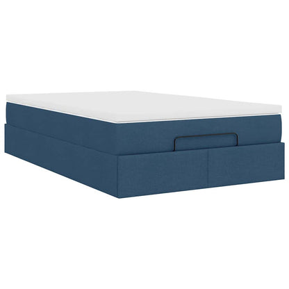 Struttura Letto Pouf con Materasso Blu 120x200 cm in Tessuto