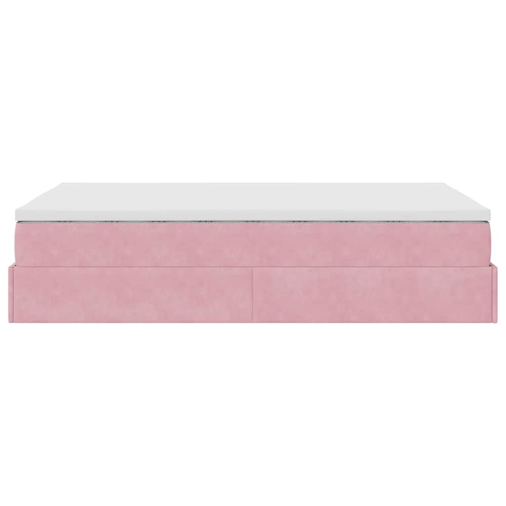 Struttura Letto Pouf con Materasso Rosa 120x200 cm Velluto