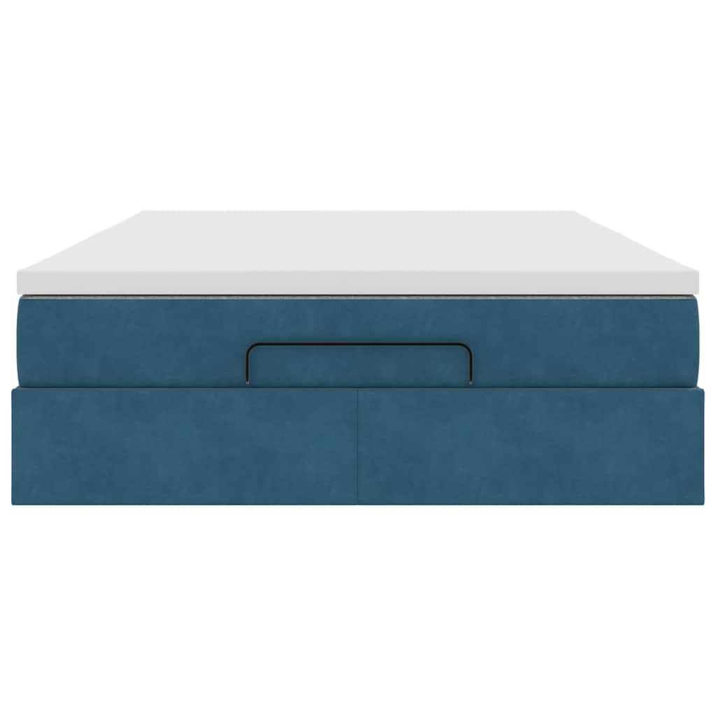 Struttura Letto Pouf con Materasso 140x190 cm in Velluto