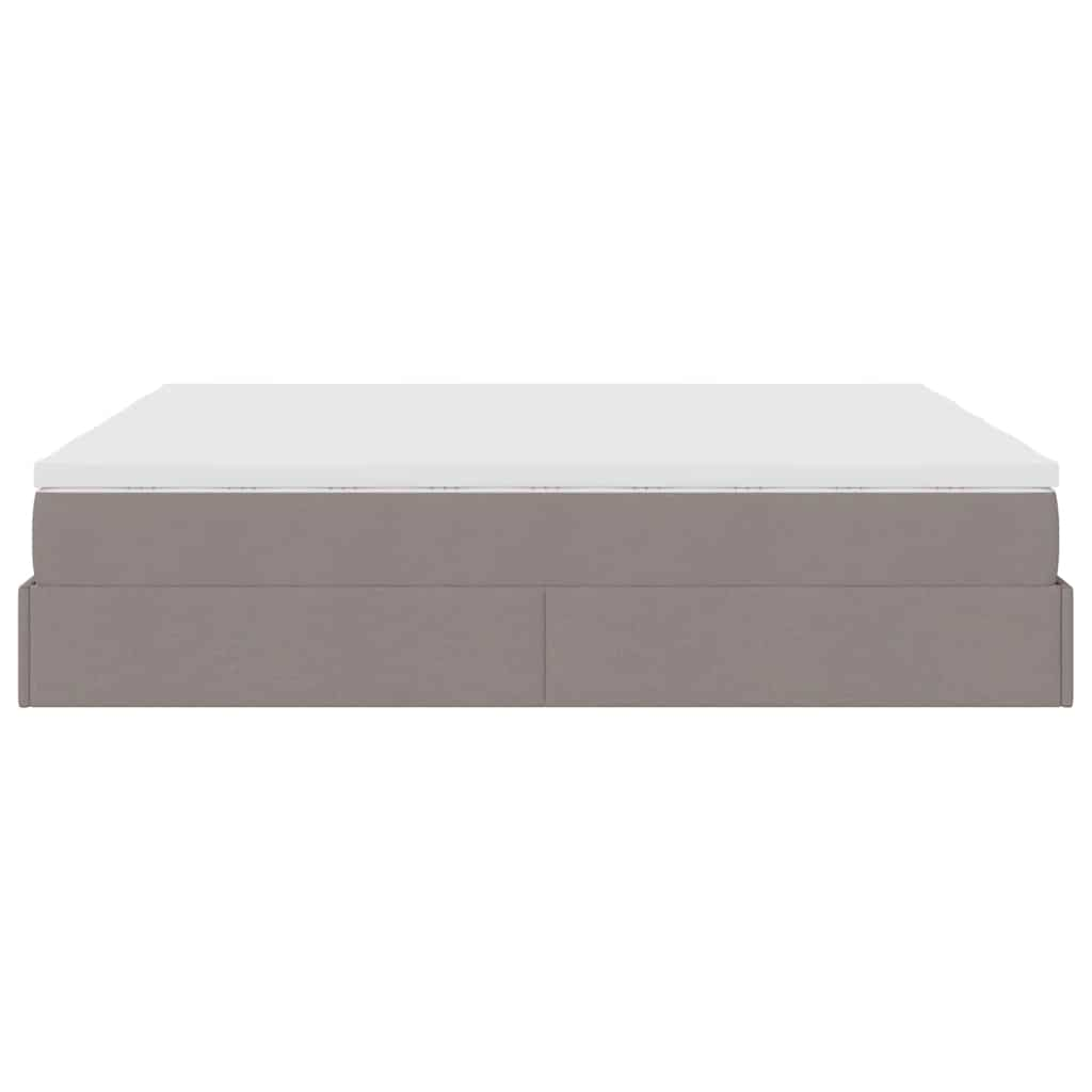 Struttura Letto Pouf con Materassi Tortora 200x200 cm Tessuto