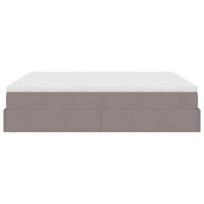 Struttura Letto Pouf con Materassi Tortora 200x200 cm Tessuto