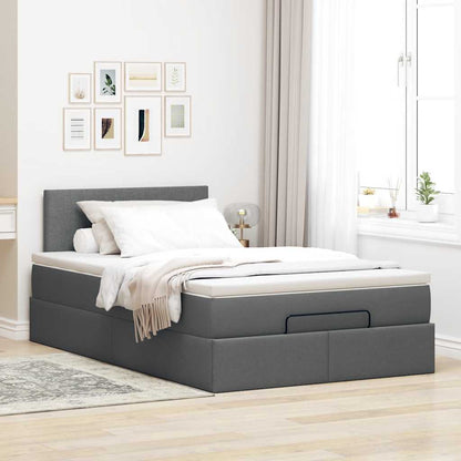 Pouf Letto con Materasso Grigio Scuro 120x200 cm in Tessuto