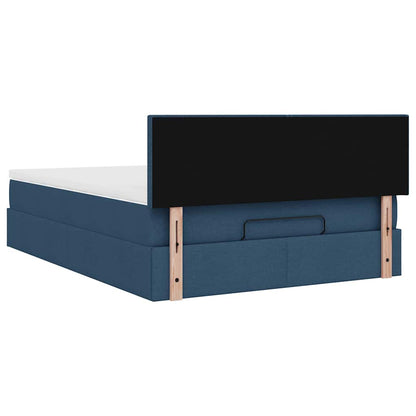 Struttura Letto Pouf con Materasso Blu 140x200cm in Tessuto