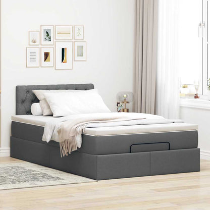 Pouf Letto con Materasso Grigio Scuro 120x200 cm in Tessuto