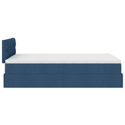 Pouf Letto con Materasso Blu 120x200 cm in Tessuto