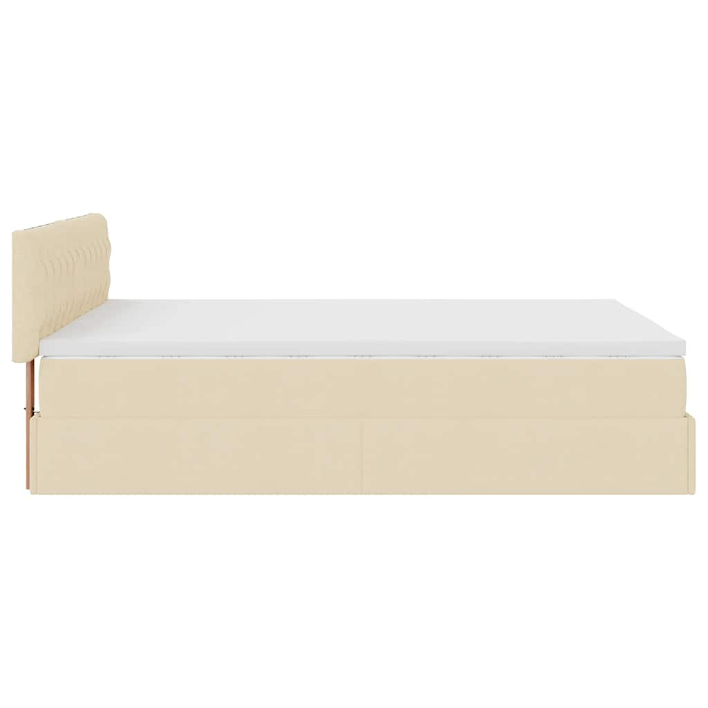 Pouf Letto con Materasso Crema 140x190 cm in Tessuto