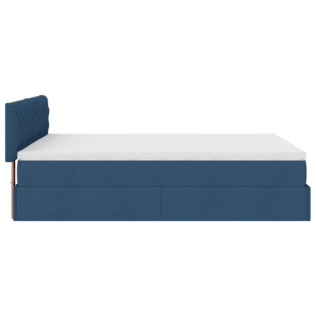 Pouf Letto con Materasso Blu 140x190 cm in Tessuto