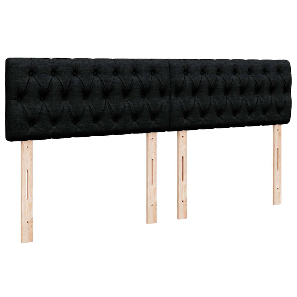 Struttura Letto Pouf con Materasso Nero 160x200 cm in Tessuto