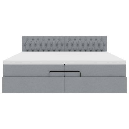 Struttura Letto Pouf con Materasso 200x200 cm in Tessuto