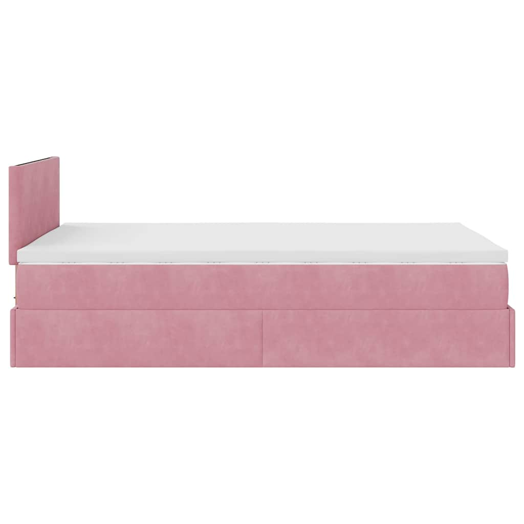 Struttura Letto Pouf con Materasso Rosa 120x200 cm Velluto