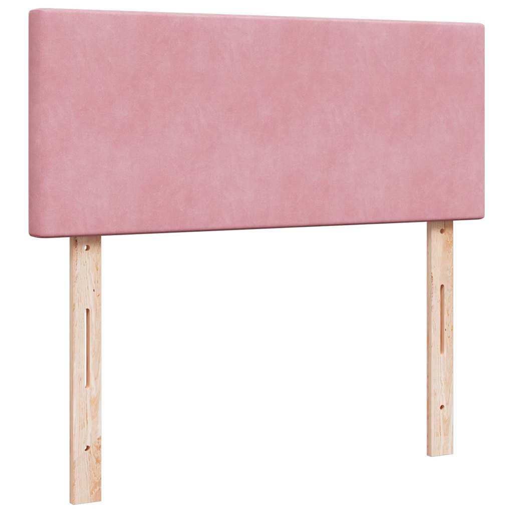 Struttura Letto Pouf con Materasso Rosa 120x200 cm Velluto