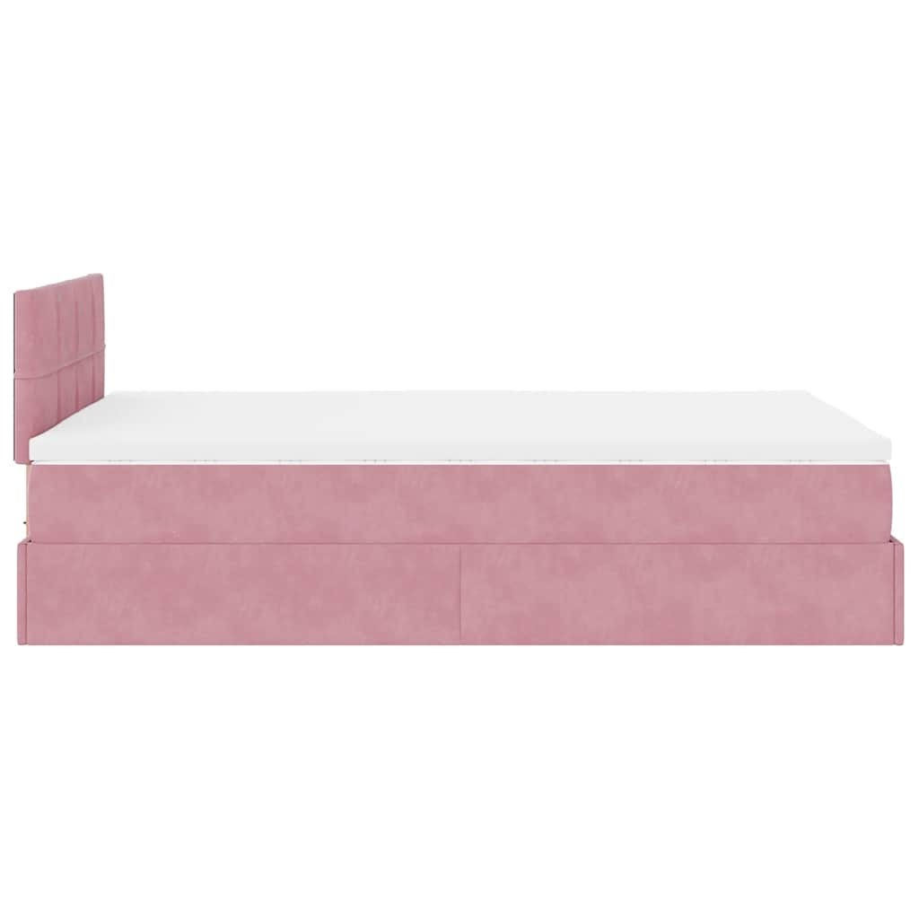 Struttura Letto Pouf con Materasso Rosa 120x200 cm Velluto