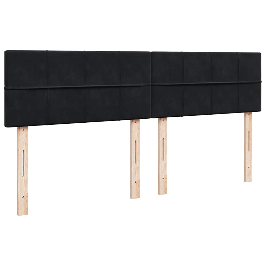 Struttura Letto Pouf con Materasso Nero 200x200 cm in Velluto