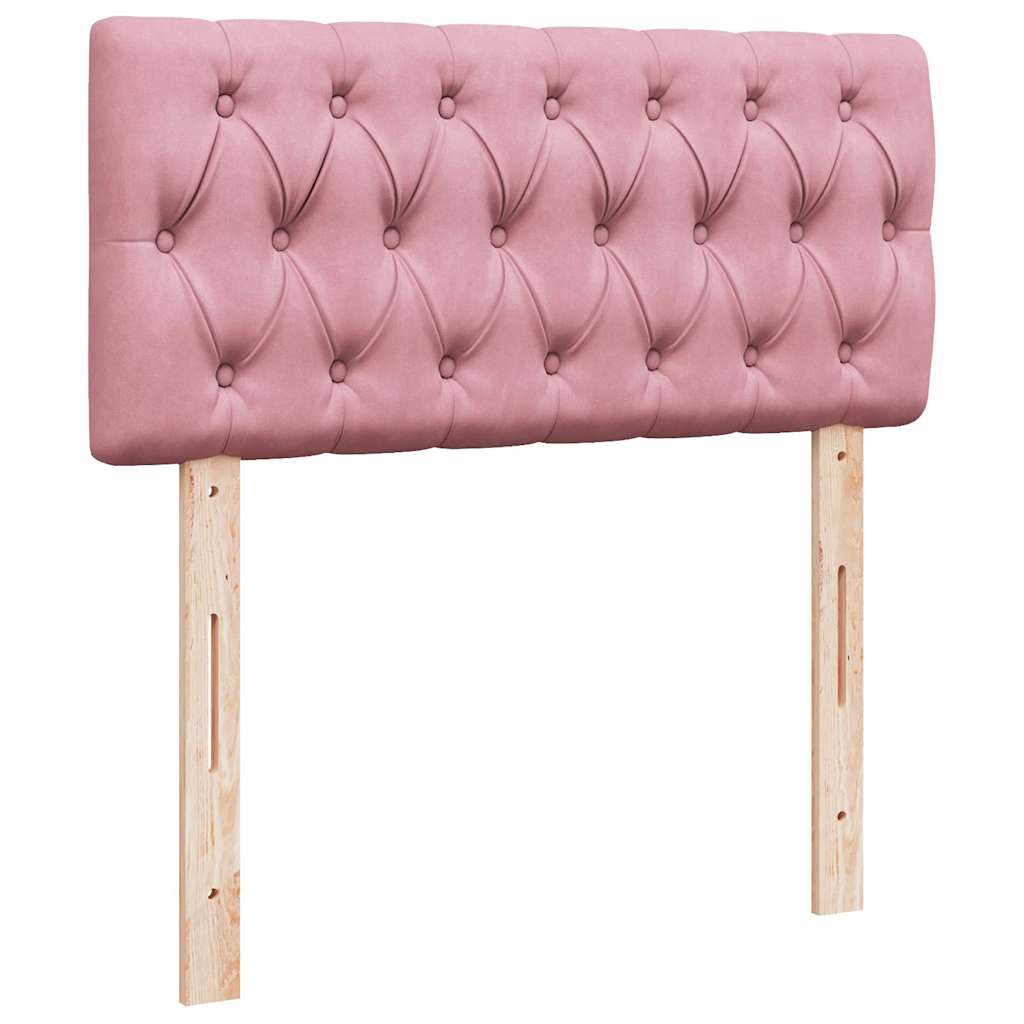 Struttura Letto Pouf con Materasso Rosa 90x200 cm in Velluto