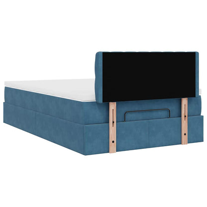 Pouf Letto con Materasso Blu Scuro 120x190 cm Velluto