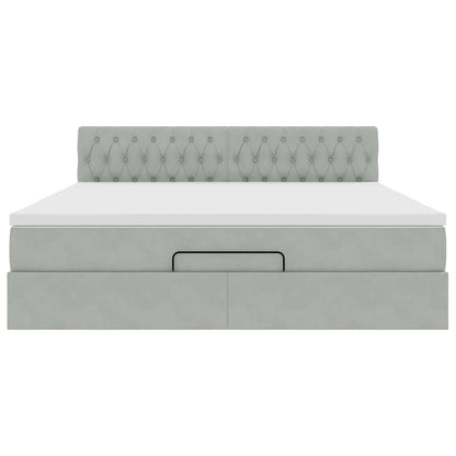 Struttura Letto Pouf con Materasso 180x200 cm in Velluto