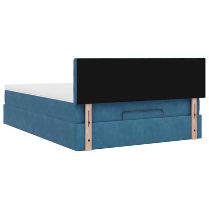 Struttura Letto Pouf con Materasso Blu 140x200cm in Velluto