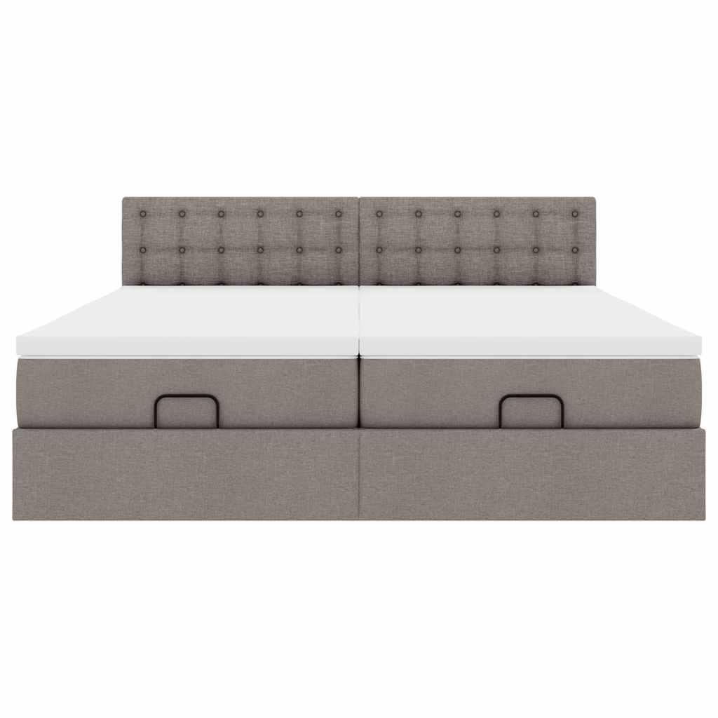 Struttura Letto Pouf con Materassi Tortora 180x200cm in Tessuto