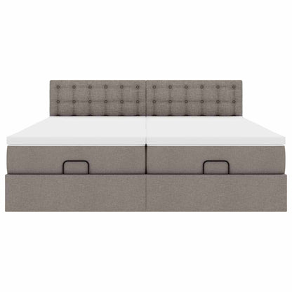 Struttura Letto Pouf con Materassi Tortora 180x200cm in Tessuto