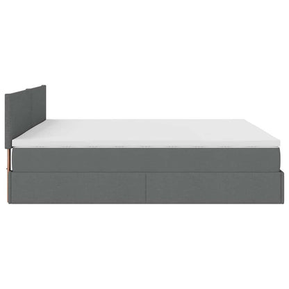 Pouf Letto con Materasso e LED Grigio Scuro 180x200cm Tessuto