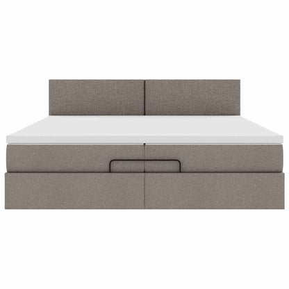 Struttura Letto Pouf con Materassi Tortora 200x200 cm Tessuto