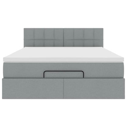 Pouf Letto con Materasso e LED Grigio Chiaro 140x190 cm