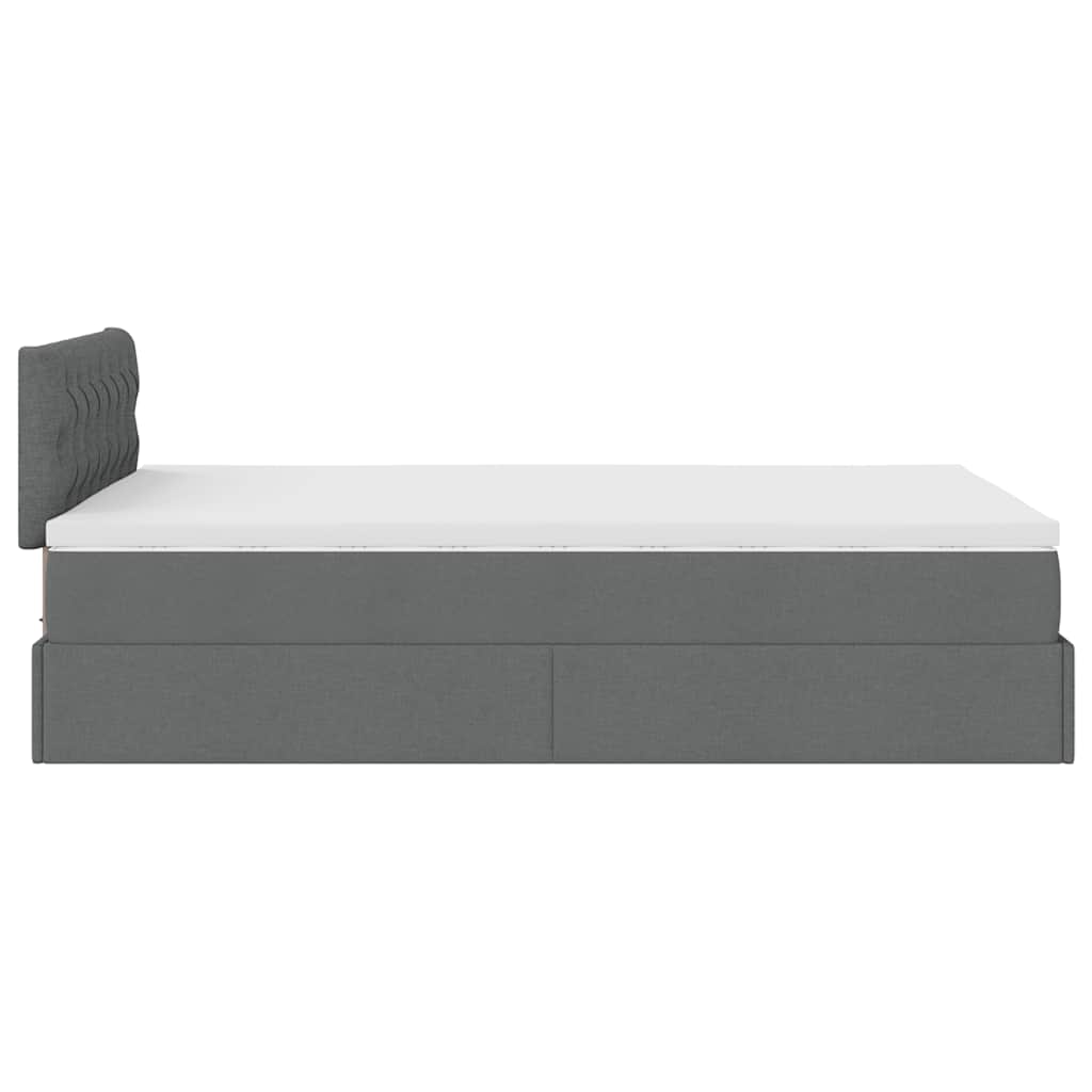 Pouf Letto con Materasso e LED Grigio Scuro 120x200 cm Tessuto