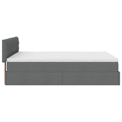 Pouf Letto con Materasso e LED Grigio Scuro 140x190 cm