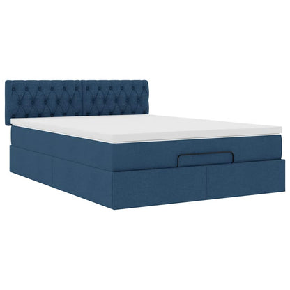 Pouf Letto con Materasso e LED Blu 140x190 cm