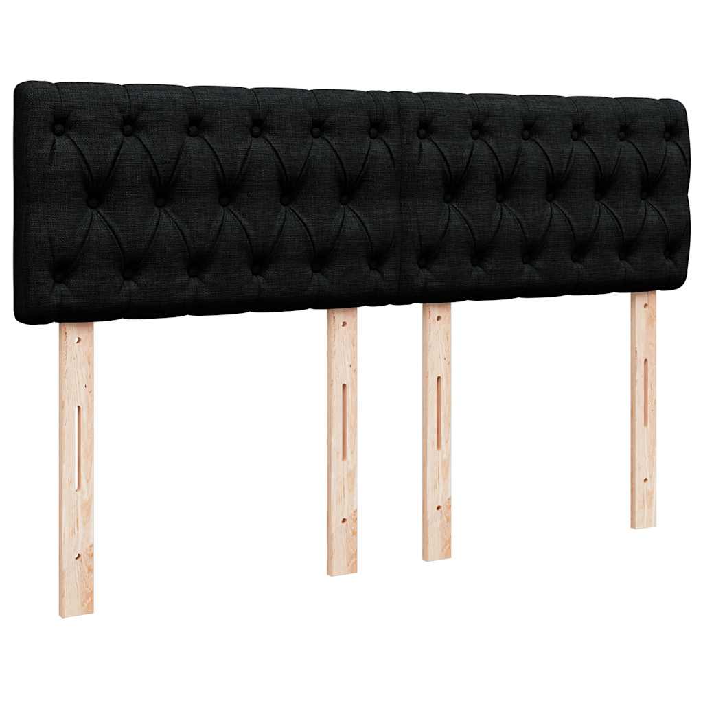 Pouf Letto con Materasso e LED Nero 140x200 cm in Tessuto