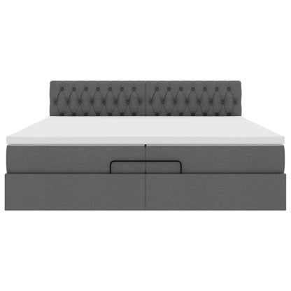 Struttura Letto Pouf con Materassi 200x200 cm in Tessuto