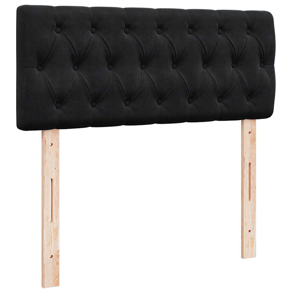 Struttura Letto Pouf con Materasso Nero 120x200 cm Velluto