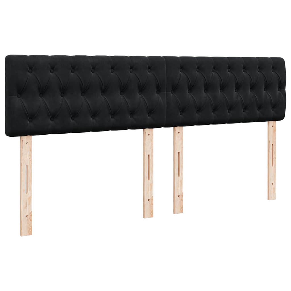 Struttura Letto Pouf con Materasso Nero 180x200 cm in Velluto