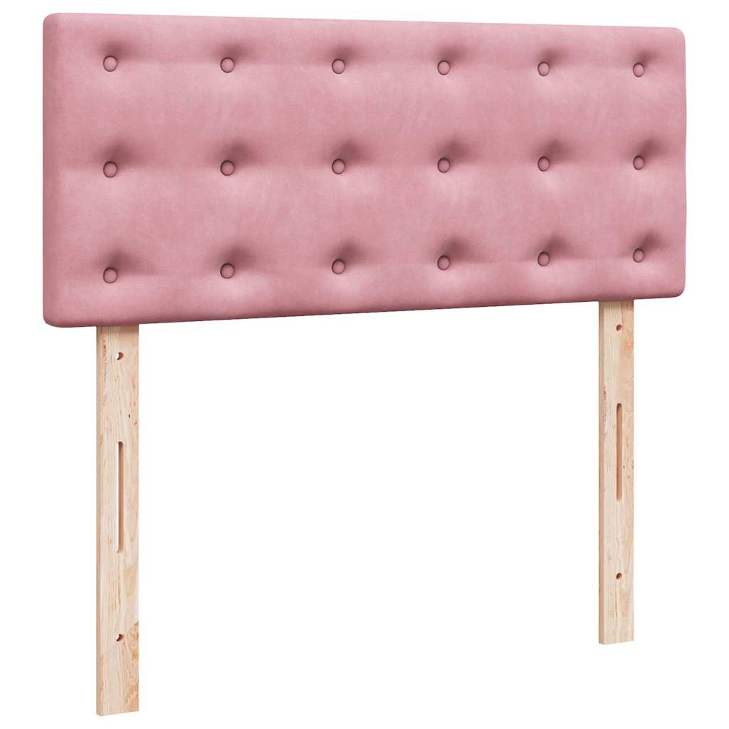 Struttura Letto Pouf con Materasso Rosa 120x200 cm Velluto