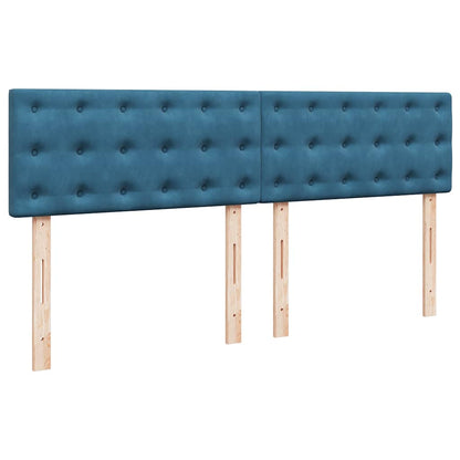 Pouf Letto con Materassi e LED Blu Scuro 200x200cm Velluto