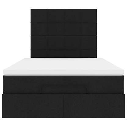 Struttura Letto Pouf con Materasso Nero 120x200 cm in Tessuto